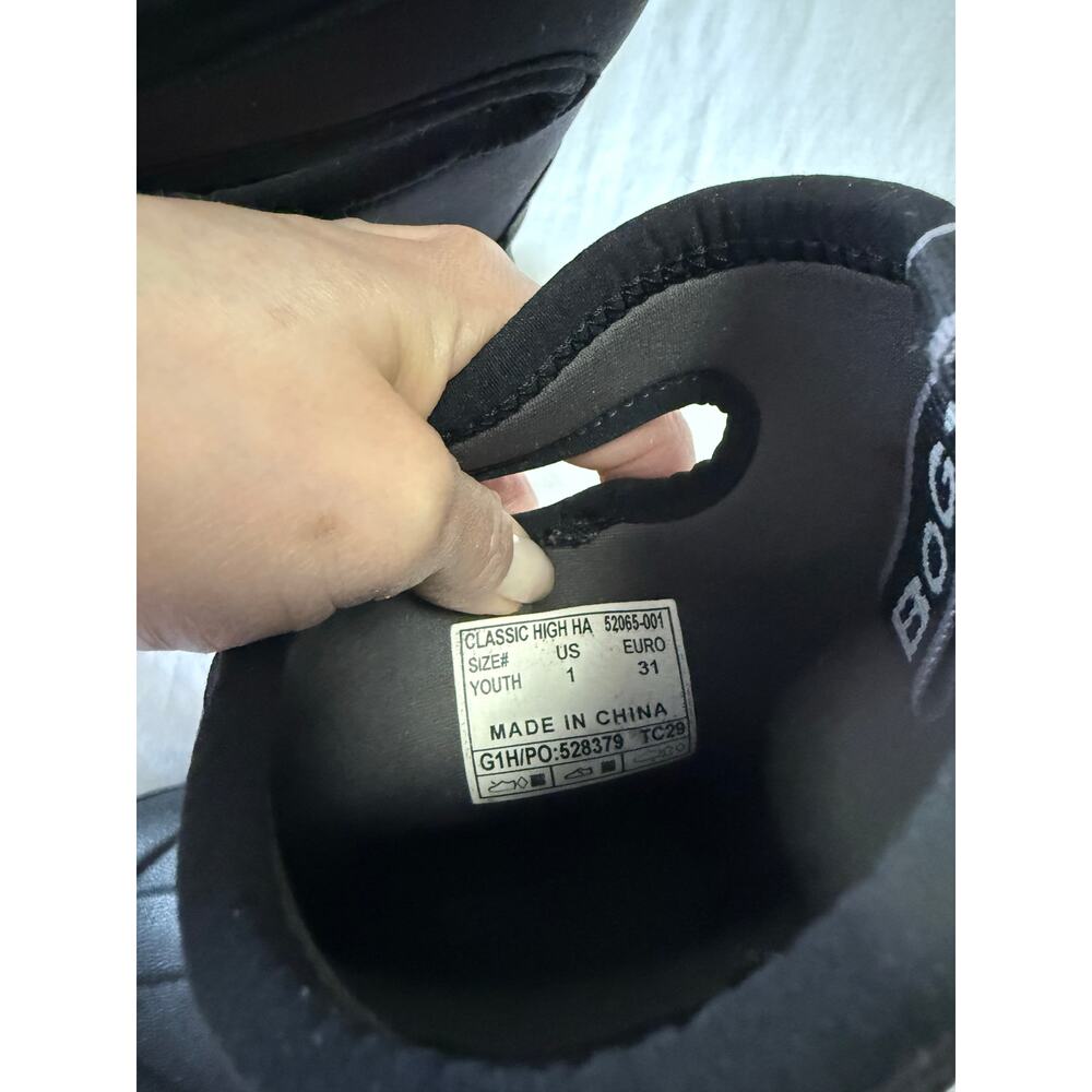 Bogs | Unisex Youth SZ 1 | Original Pull On Black Neoprene Rain Snow Play Boots - Picture 6 of 11